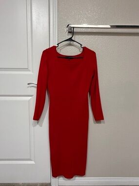 Women's Red Long Sleeve Sheath Dress
